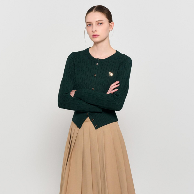 GENERAL IDEA 韓國女款超細羊毛麻花開襟衫 WBD3L04505 柔軟舒適 經典百搭