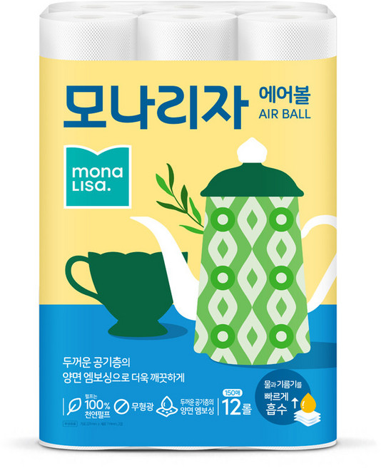 모나리자 에어볼 키친타올 150매, 12롤, 2개