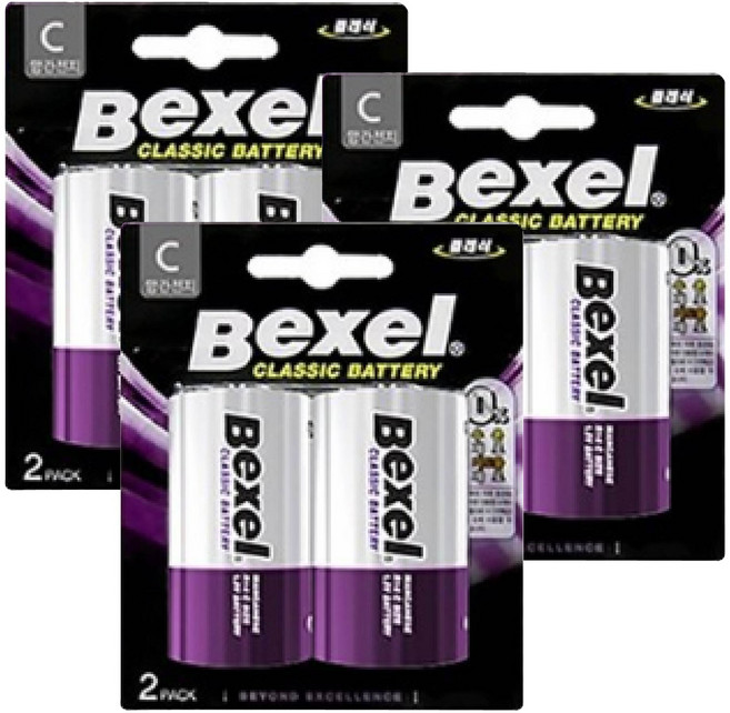 벡셀 망간 C형 건전지 카드형, 2개입, 3개