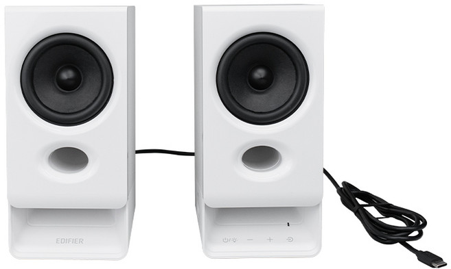 에디파이어 RGB조명 AUX 입력 블루투스 6.0 USB-C 헤드폰 마이크 입력포트 작은 간편터치 노트북 데스크탑게임용 스피커, 화이트, R20BT