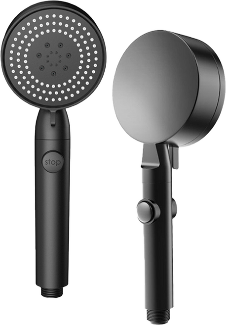 꿀템창고 5단 파워부스터 온오프 고수압 상승조절 샤워기 헤드 교체용 욕실 화장실 사용, 블랙, 1개