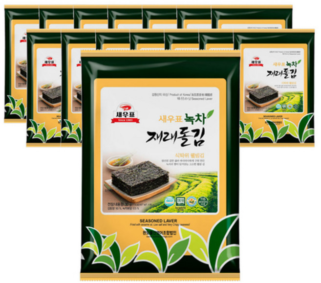 새우표 완도 녹차재래 돌김전장, 30g, 15개