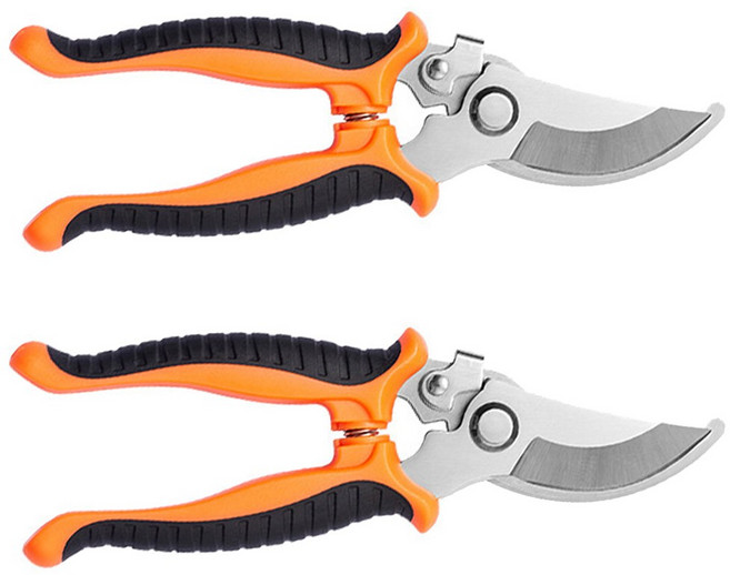 파파가든 스텐 전지가위 가벼운 전정가위 (주황), 2개