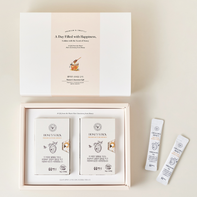 행복한 하루를 담아 꿀스틱 선물세트 답례품 결혼식 돌잔치, 1세트, 200g