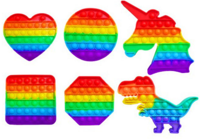 레인보우 실리콘 푸시팝 어몽어스 공룡 유니콘 푸쉬팝, 1개