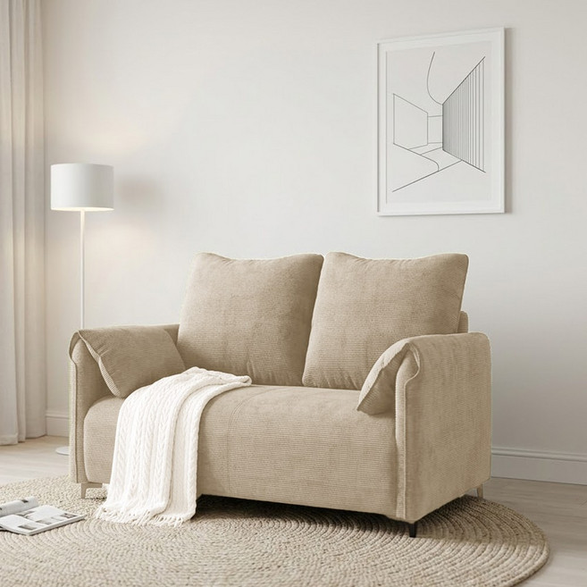 하루꿈 인테리어 소파 디자인 패브릭 대형 2/3인용 가죽 쿠션 포함 프리미엄 거실 쇼파, 120cm 화이트