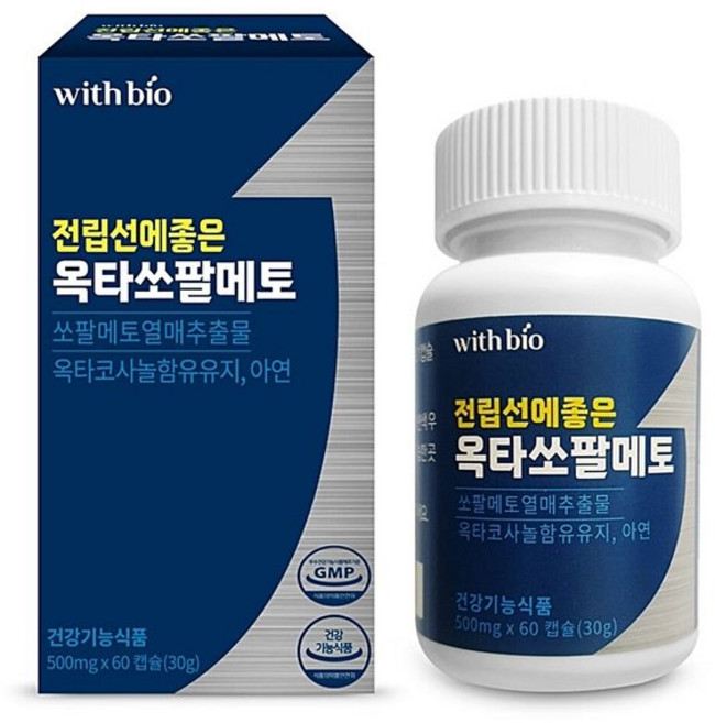 위드바이오 남성 남자 건강식품 전립선에 좋은 옥타코사놀 쏘팔메토 소팔메토 500mg 60캡슐, 60, 1개