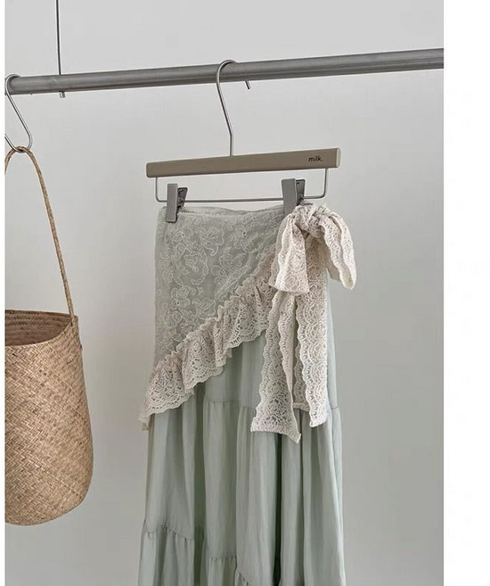 여성 레이어드 랩 스커트 힙커버 캐주얼 힙커버 패션 기질 허리끈 시스루 레이스 치마 YHY