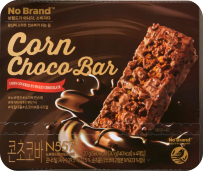 든든한 초코바 /노브랜드 콘초코바 120(간편하고 든든하게 식사대신/고소한 콘시리얼바/바삭바삭/달콤한초콜릿/초코바/간식/개별포장), 120g, 1개