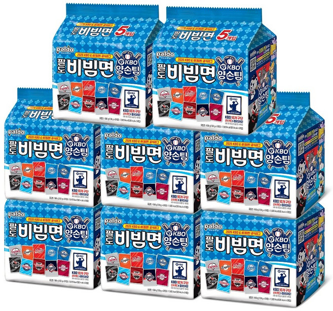 KBO X 팔도비빔면 [양손비빔팀] (130g x5개입), 8팩
