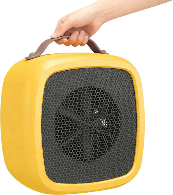 미니 휴대용 온풍기 저소음 캠핑 사무실 책상 다용도 히터, 노란색, KRT-229