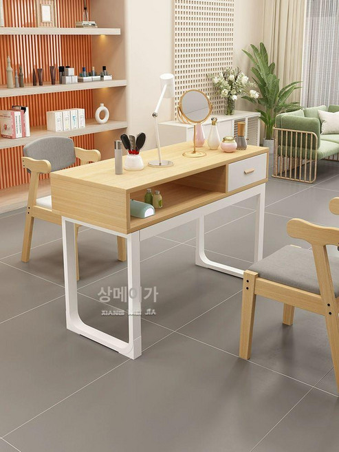심플 우드 네일시술대 네일테이블 화이트 2인용 1200 시술대 데스크 뷰티 의자 손톱, 1개, 월넛 1m-서랍 있음