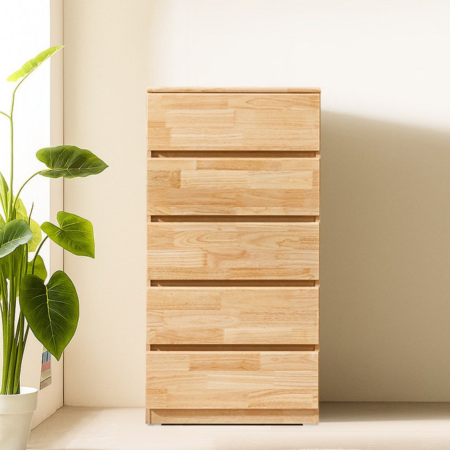 고무나무 원목 600 5단 깊은 서랍장, 원색