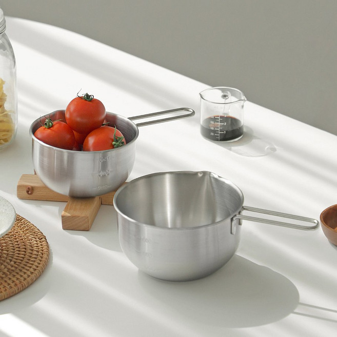 스텐 계량 멀티 팟 4size 손잡이 믹싱볼 밀크팟 베이킹 중탕냄비 이유식 라면 냄비, 커버 (18-20호환)