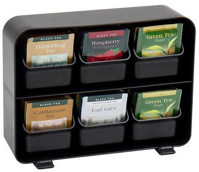 Mind Reader 6개 서랍 티백 보관 및 정리함 화이트, 2단, Black, 1개