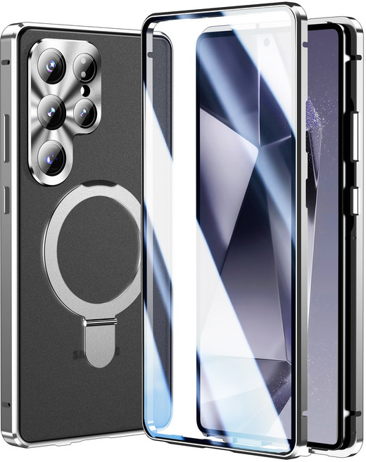 헤미션 갤럭시 S25/S26 울트라 풀커버 맥세이프 케이스 - 양면강화유리 마그네틱 자동흡착 MagSafe 거치대 케이스