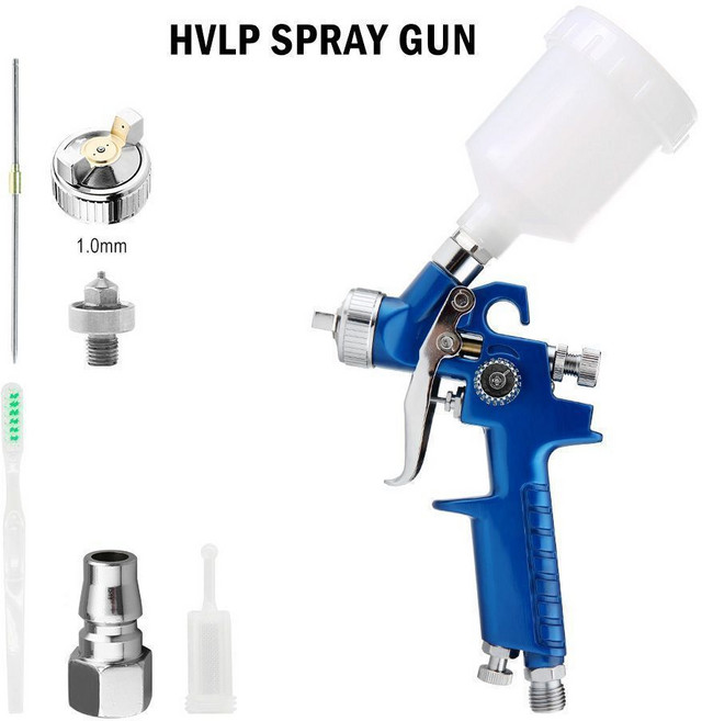 H2000 紅色氣動噴漆槍 125ml 上壺 高霧化 0.8口徑, 1個, H2000藍色1.0口徑250ml