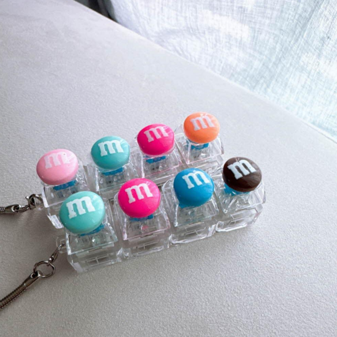 picknic 투명 키보드 키캡 led 과일 동물 키링 키홀더