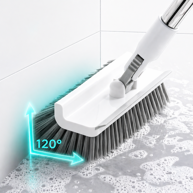 [틈새까지 빈틈없이] Aimbuck 5in1 다용도 욕실 바닥 모서리 틈새 청소솔 양면, 크림화이트, 1개