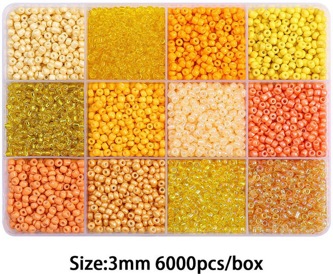 리리아트 3mm 시드비즈 12색 세트 비즈팔찌 반지 만들기 재료, 1개, 노랑