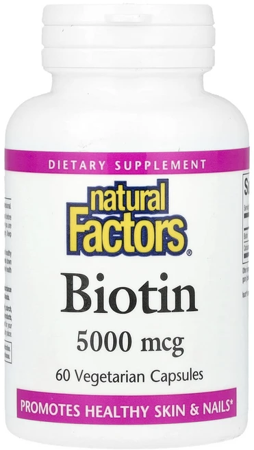 네추럴팩터스 비오틴 5000mcg 60베지캡슐, 60개, 60정 - 쿠팡