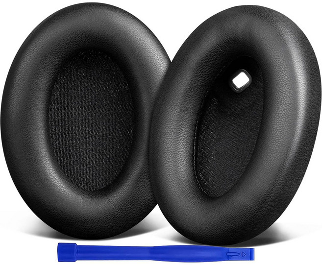 SOULWIT 교체용 이어패드-호환 모델 소니 Sony WH-1000XM4 (WH1000XM4) 헤드폰 소음 차단 폼 두께 추가 1쌍, Protein Leather, Black, 1개