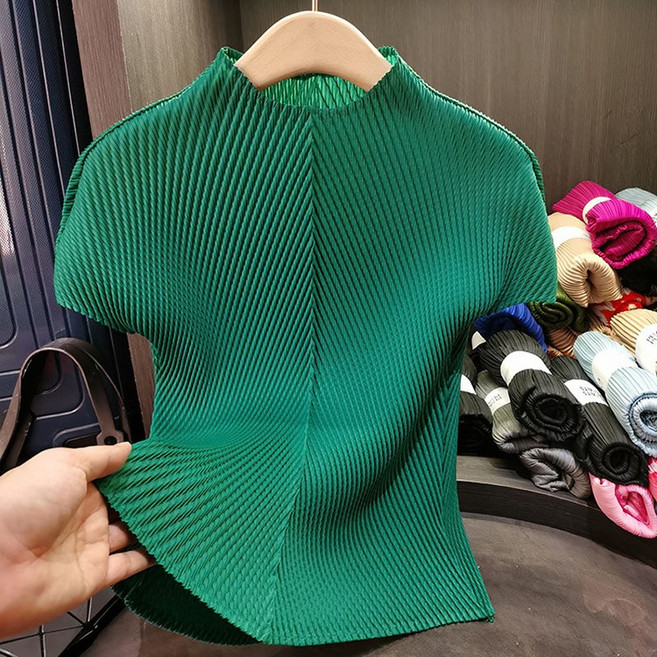 여성의류 플리츠 반목반팔티 가오리핏 쭈구리 봄 여름