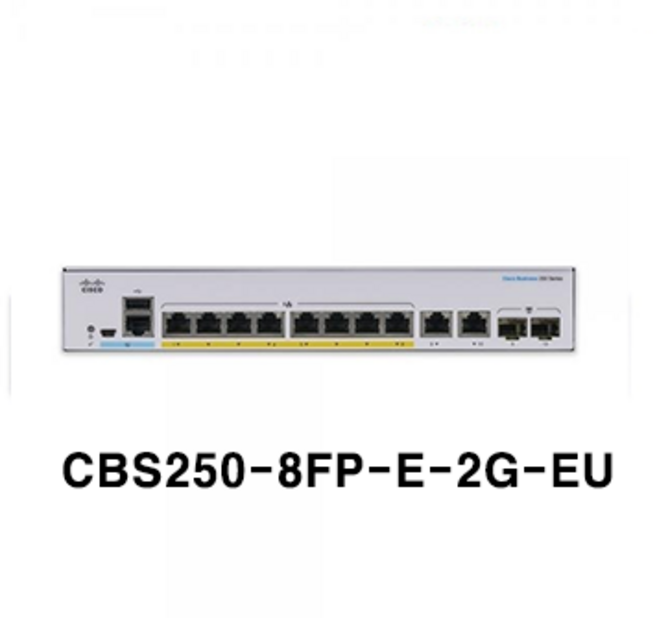 시스코 CBS250-8FP-E-2G-EU FULL POE 8포트 스마트 POE 스위치허브 2SFP광포트지원, 1개