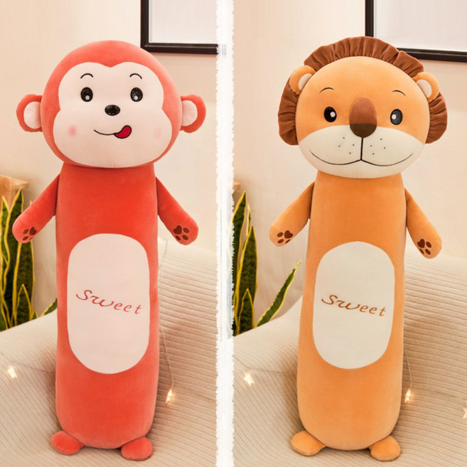 [KangRong해외구매대행] 대형 동물 바디필로우 캐릭터 모찌 롱 쿠션 베개 개구리 원숭이 사자 토끼 호랑이, 원숭이+사자
