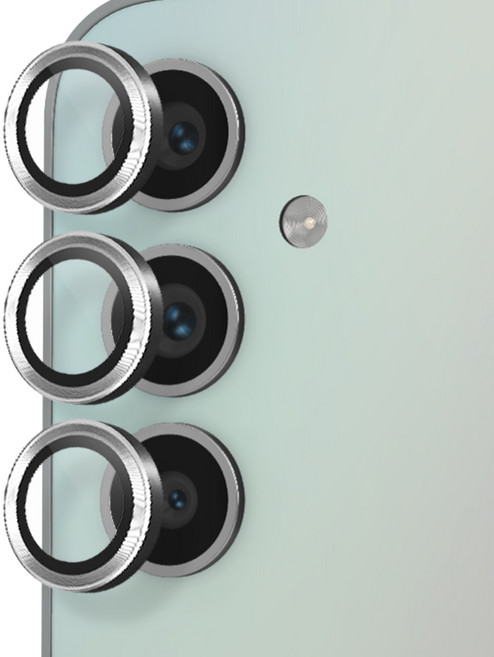 인트그로 카메라 보호 메탈 실버 링 강화유리, 1개