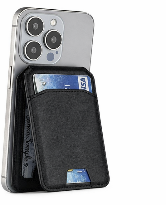 루틴온 초강력자석 2in1구성 맥세이프 휴대폰 카드지갑 거치대, 블랙, 1개