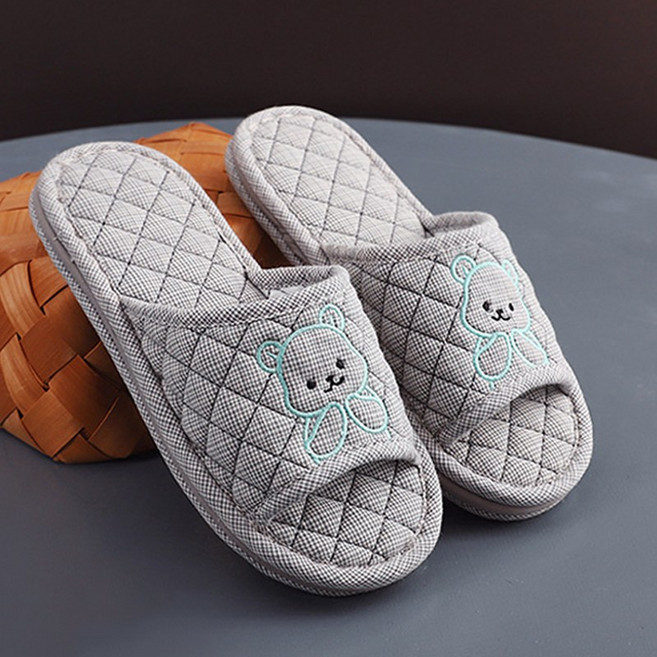 [Cool Share] 3중 쿠션 폭신 퀼트 면 거실화 층간소음방지 실내슬리퍼 실내화, 수줍곰 블루, 1개