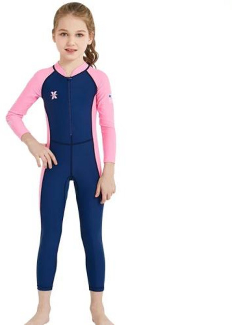 다이빙슈트 잠수복 서핑복 다이빙 수영복 긴 소매 등 지퍼 서핑 점프수트 수영 래쉬가드 세트 소년 소녀 카약 스쿠버, L, 7)blue for girl