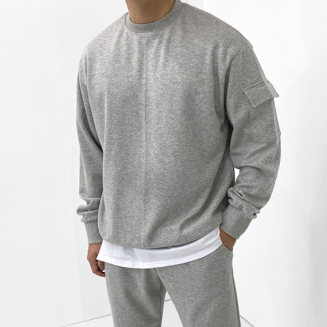 베럴댄나우 남녀공용 오버핏 포켓 카고 맨투맨