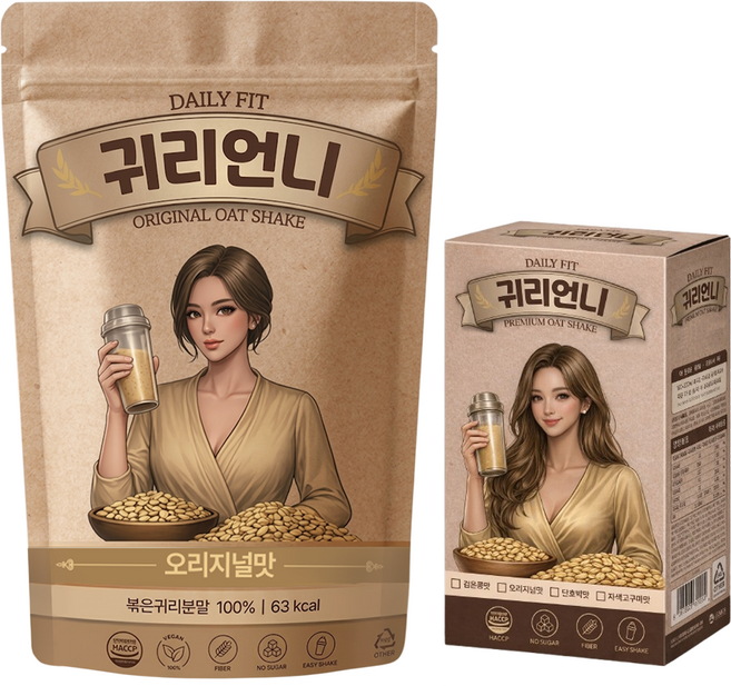 귀리언니 오리지널맛 쉐이크 파우치 귀리 선식 미숫가루 식사대용 간편식 저당 7개입, 9박스, 140g