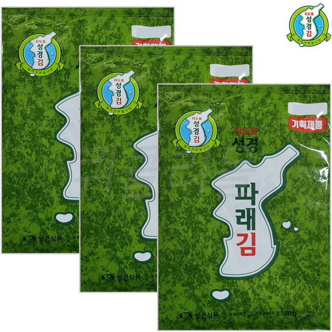 [퀴클리몰] 성경김 파래 전장김, 20g, 3개