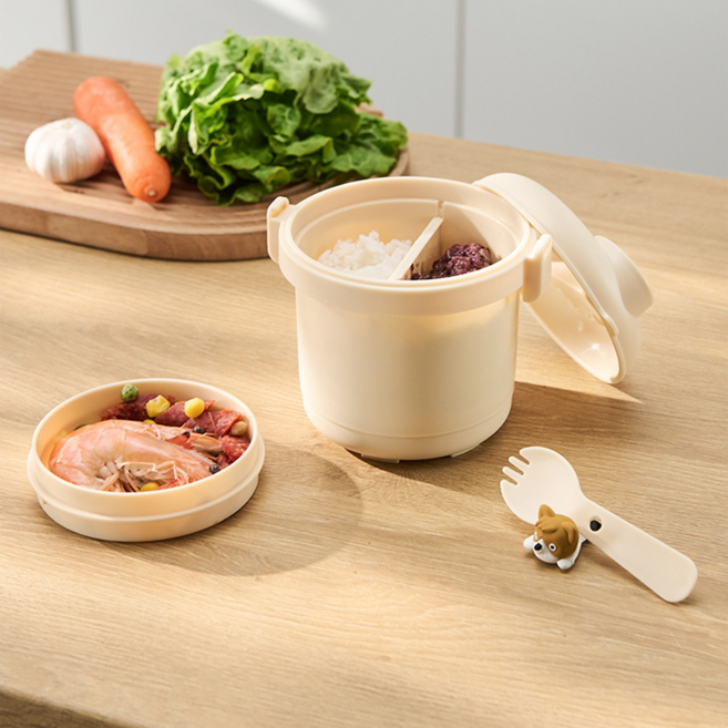 SMABAT 전자레인지 저당밥솥 저압력 밥솥 당질저감 밥솥 칼로리 저당 저압밥솥 스푼 찜기 포함, 1개, 베이지