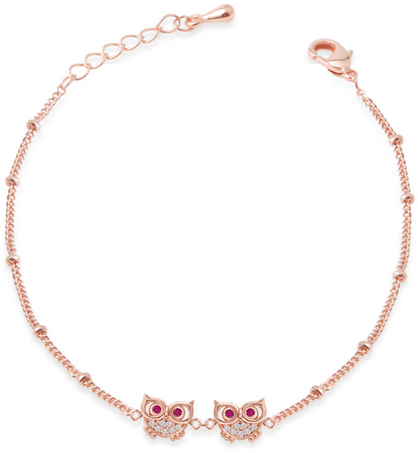 미니아트 로즈골드 부엉이 팔찌 미네르바 핑크