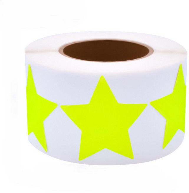 500매입 네온 별 스타 스티커 3.8cm, 1세트, S2227 옐로우별 500매