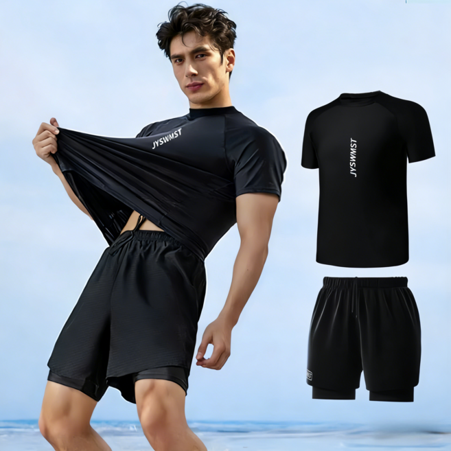 남성 래쉬가드 빅사이즈 수영복 실내수영복 강습용 수영복바지 세트