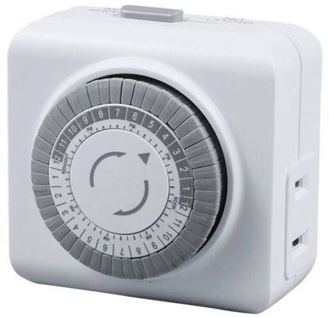 機械式24小時循環定時器插座 110V/60HZ 30分鐘間隔 24組可調開關, 兩孔單插座, 1個, 6cm