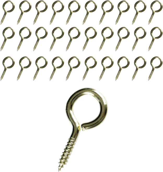 이음모음 9자 원형 고리 나사 피스, 30개입, 골드