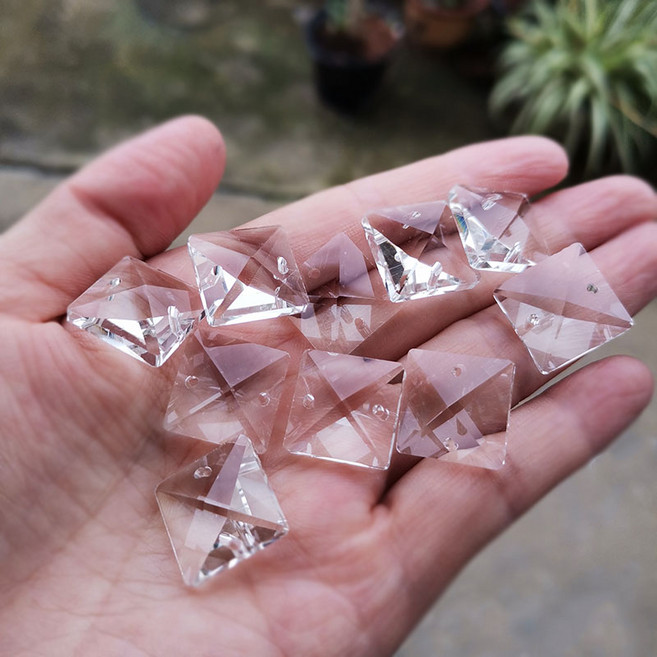 크리스탈 샹들리에 프리즘 사각 비즈 유리 걸이식 펜던트 팔각형 체인 썬캐처 장식품 2 홀 10, 01 14mm 10pcs, 01 WHITE