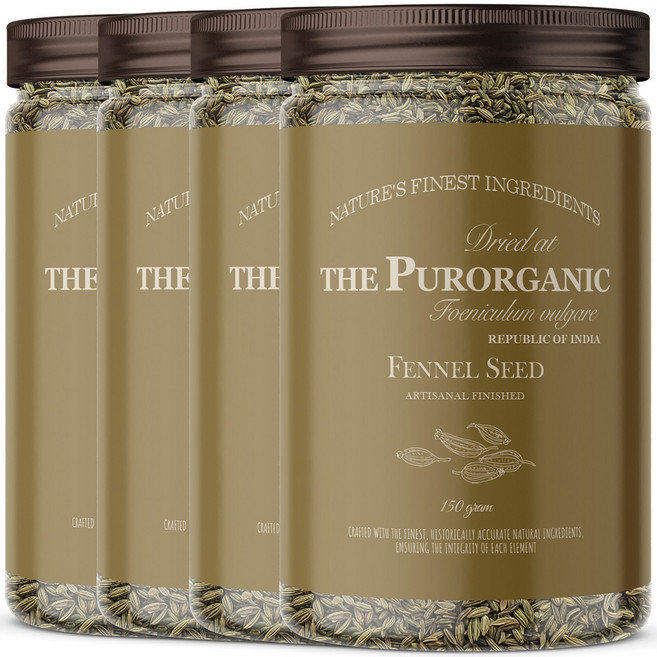 푸로가닉 인도산 펜넬 시드 홀 산미나리 씨앗, 4개, 150g