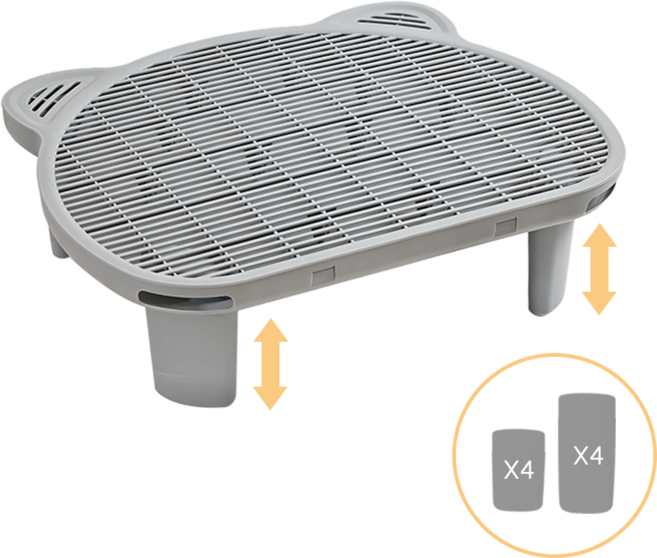 펫쭈 고양이 귀 모래매트 높이조절 화장실 발판 매트 사막화방지, 1개, 그레이