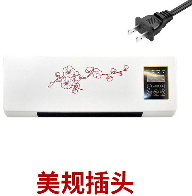 110V 強風壁掛式遙控暖風機 家用移動冷暖兩用取暖器, 冷暖兩用(柔風款)美規110V 紅色花紋美規:一台