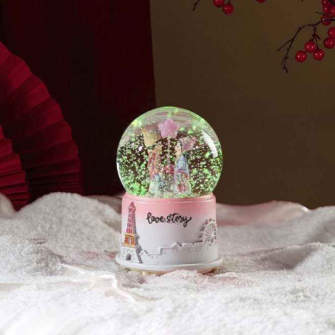 피라모니 겨울 스노우볼 프러포즈 오르골, 러브 스토리 핑크