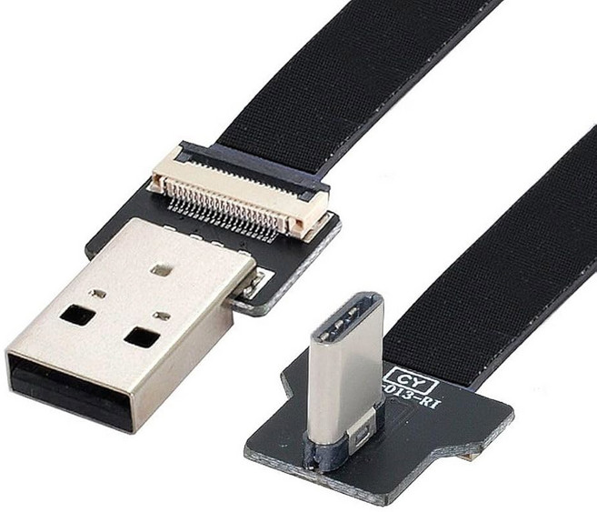 천량 USB C 플랫 케이블 2.0 남성 대 리본 플렉스 연장 어댑터 0.5M