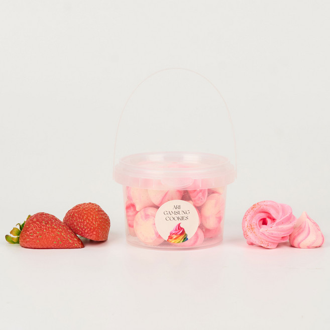 아리감성 수제머랭쿠키 답례품 원통형 280ml 호텔델루나 아이유 머랭, 1개, 국내산 딸기 (원통형 280ml)