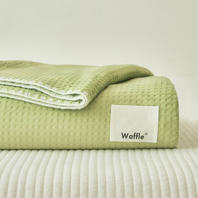 여름거즈 블랭킷 에어컨 담요 소파 낮잠 이불 가벼운 와플 양면 얇은 이불, 허브 그린